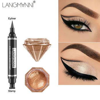 Langmanni Krídlo Pečiatka Čierne Očné linky, Lesk Eyeshadow Set Nepremokavé Rýchle Sušenie Dlhotrvajúci 2ks Professional Eye make-up Set