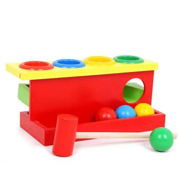 Drevené Zodpovedajúce Farby Montessori Hromadiť Ručné Kovanie Guľa Box na Hračky Rodič-dieťa, Interaktívne Hračky Vzdelávania, Vzdelávacie Hračky pre deti