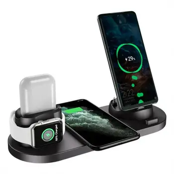 6 V 1 QI Bezdrôtovú Nabíjačku Nabíjací Dock Stanicou Pre Apple Airpods Android Sledovať Plnenie Pre IPhone 11 7 Pre Xiao Telefón Stojan