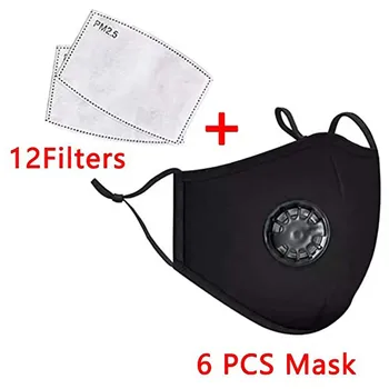 6pcs Prachotesný Maska Znečistenie Ovzdušia PM2.5 Priedušná Umývateľný Opakovane Úst Kryt Tváre Unisex Maska s Nastaviteľné Popruhy Z0720