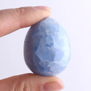 1PC Prírodné Mini Modrý Kalcit Crystal Vajcia v Tvare drahý kameň Modrý Kameň Mini Roztomilý Vrecku Kamenných Domov Reiki Dekor