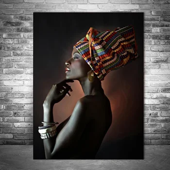 Africké Čierne Nahá Žena Indického hlavový most Portrét Plátno Maľovaní Plagátov & Vytlačí Škandinávskych Wall Art Obrázok pre Obývacia Izba