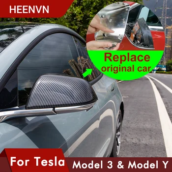 Heenvn Model3 Spätné Zrkadlo Ochranný Kryt Pre Tesla Model 3 Príslušenstvo Nahradiť pôvodný auto Zrkadlo Pokrytie Uhlíkových Vlákien