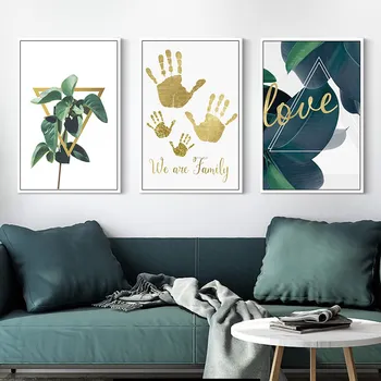 Nordic Abstraktné Golden palm Plátno na Maľovanie Moderné Vytlačí Rastlín Leaf Umenie Plagáty Vytlačí Green Art obrazov na Stenu Obývacia Izba
