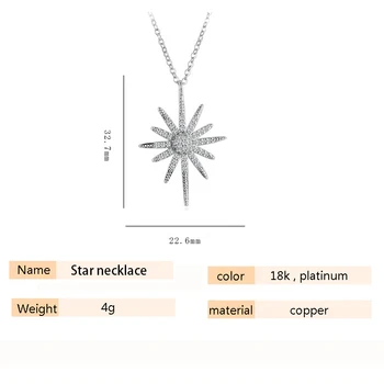 Drobné Trendy Cubic Zirconia Big Star Prívesok Pripraviť Malé Crystal Zlatá Reťaz Náhrdelník Pre Ženy Pernlity Šperky X-l011