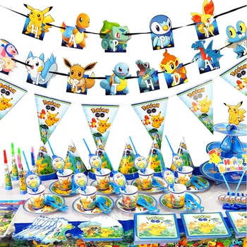 Pokemon Vrecku Monštrá Narodeninovej Party Dekorácie, Hračky Nastaviť Cartoon Pikachu Anime Postavy Rodinnú Oslavu Jedálenský Stôl Hračka Dieťa Darček