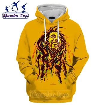 Mamba Top 3D Tlač Spevák Bob Marley Hoodies Buriny Mužov Hoody Harajuku Hudby Mužov s Kapucňou Bežné Ženy Mikina Fitness Oblečenie
