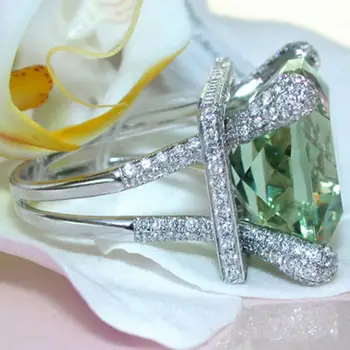 14 karátové Zlato Peridot Šperky Emerald Topaz Krúžok pre Ženy Mystic Anillos De Bizuteria Drahokam Diamond Tyrkysové Námestie Módne Krúžok