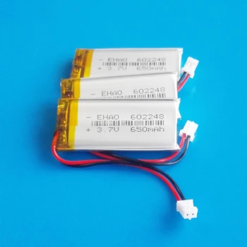 3 ks 3,7 V 650mAh lipo polymer lithium nabíjateľná batéria JST PH 2,0 mm konektor 602248 pre MP3, GPS záznamník headset fotoaparát