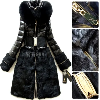 Royalcat Luxusné 2019 Zimná Bunda Ženy Dole kabát, vetrovka fox kožušiny hood čierne dlhé štíhle dole kabát oblečenie dámske kabáty parkas