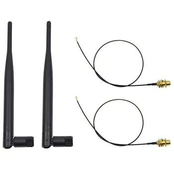 2 x 6dBi 2,4 GHz, 5 ghz Dual Band WiFi RP-SMA Anténu + 2 x 35 cm U. fl / IPEX Kábel