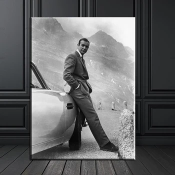 SEAN CONNERY. 007 JAMES BOND GOLDFINGER 1964, GOLDFINGER RÉŽIA FILMOVÉ Umenie Tlač plagátu na plátno na stenu, dekorácie
