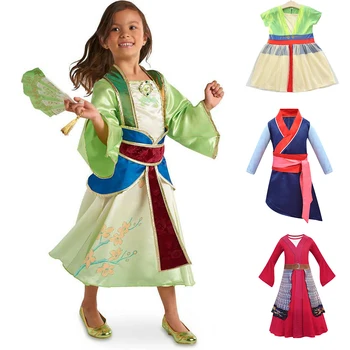 Nové Mulan Pricess Šaty pre Dievča Strany Kostým na Deti Výkon Cosplay Starovekej Čínskej Mulan Zdobiť Kreslený Film Oblečenie