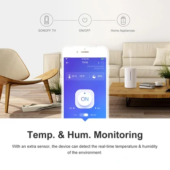 Sonoff TH16 Smart Wifi Prepínač Monitorovanie Teploty Vlhkosti Wifi Smart Switch Domácej Automatizácie Auta Pracuje S Alexa Domovská stránka Google