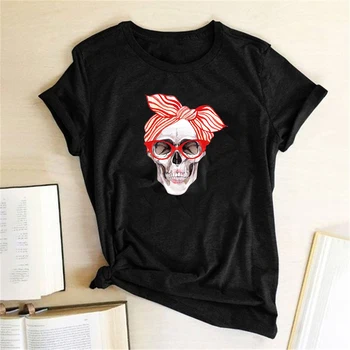 Bandana Lebka Funny T-shirts Ženy Graphic T Shirt Ženy Zábavné Topy pre Mládež 90. rokov Estetické Oblečenie Camisetas De Mujer