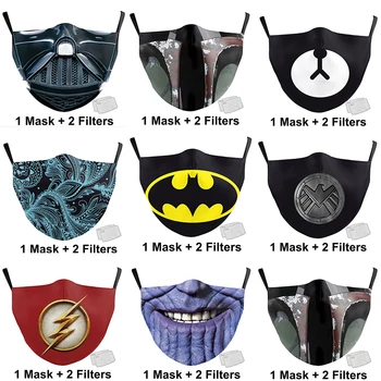 Veľká Udalosť Dospelých Veľké Ústa 3D Vytlačené Tvár Textílie MasksSkull Opakovane Umývateľný Masky Dôkaz MaskPM2.5 Filtra Tlač ústa