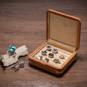 Cestovné drevo, balenie prípade snubný prsteň stud náušnice putá-link držiteľ ženy muži display box na príslušenstvo šperky organizátori