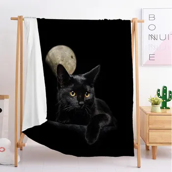 2020 Black cat zvierat Vlastné prikrývky Veľké a malé veľkosti hodiť deka gobelín spanie deka flanelové deka posteľná bielizeň