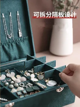 Európska Double-layer Šperky Box Jednoduché rozloženie Veľký Priestor Šperky, make-up Organizátor Choker Krúžok náhrdelník Úložný Box Darčekovej krabičke