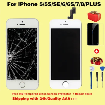 LCD Displej Pre iPhone 4 5 6 7 8 6S Plus Dotykový Displej Nahradenie Pre iPhone, LCD Displej Č Mŕtvy Pixel Trieda AAA+++