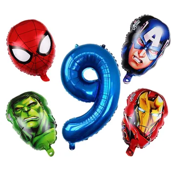 Spiderman Kapitán Amerika iron Man kolo balón Baby Sprcha Číslo Balóny happy Birthday Party Dekor Deti Hračka Latex loptu