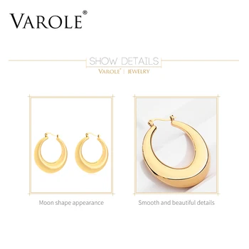 VAROLE Klasická Hoop Náušnice Zlatá farba Duté Earings Nehrdzavejúcej Ocele Kruhu Náušnice Pre Ženy Šperky Veľkoobchod