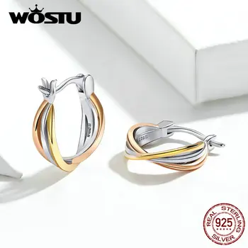 WOSTU Nový Príchod 925 Sterling Silver Bicolor Náušnice Pre Ženy, Takže Módne Šperky 2020 Nové Náušnice BKE719