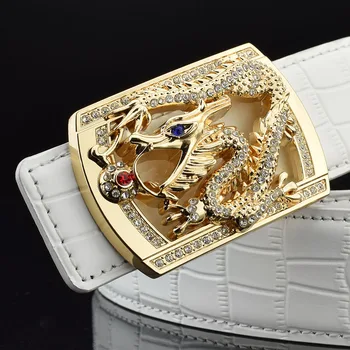 2019new Dragon Zlaté pracky Kvalitné luxusné značky Bielej Zrna Retro pás mužov originálne kožené Pútko široký Opasok