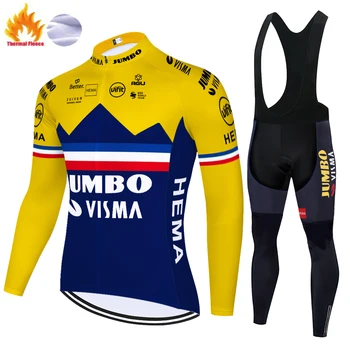 2021 Jumbo Visma Cyklistika Dres mužov Dlhý rukáv completo ciclismo MTB cyklistické oblečenie zimné fleece abbigliamento ciclismo
