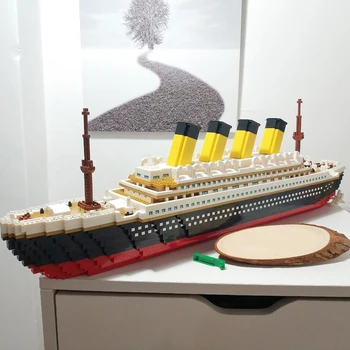 BS 9914 Film Titanic Veľké Výletné Lode Loď 3D Modle 3800pcs DIY Mini Malé Bloky Tehla Diamond Budovy Hračka pre Deti Darček