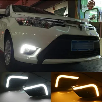 1 Pár Auto Denných prevádzkových Svetlo Zase Signálneho Svetla 2-Farby DRL LED Hmlové Svietidlo pre Toyota Vios 2016