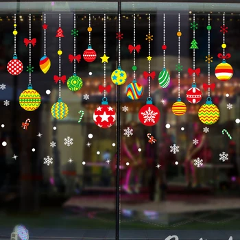 Visí Prívesok Vianočné Dekorácie na Stenu-Nálepky samolepiace Snehuliak Snowflake Gule Strom Veniec Santa Claus Okná Samolepky