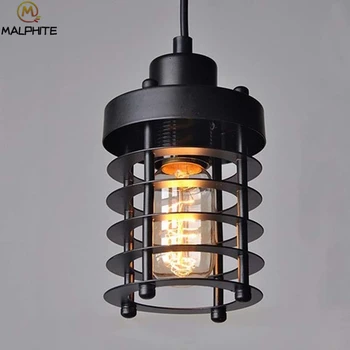 Moderné Retro Loft LED prívesok lampy Čierne Kovové závesné prívesok Svetlo retro Cafe svietidlá Priemyselné dekor Svietidlá