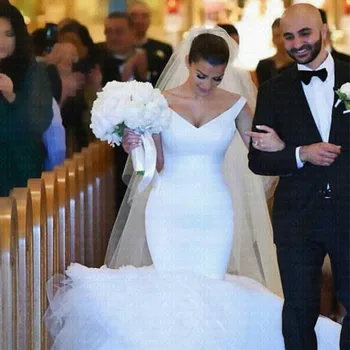 2019 arabčina Úžasné Ramena Morská víla Svadobné Šaty tvaru Svadobné Šaty Vestido De Novia