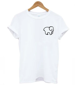 Malý slon vrecku Tlač Ženy tričko Bavlna Bežné Vtipné tričko Pre Lady Top Tee Lumbálna Kvapka Loď Z-808