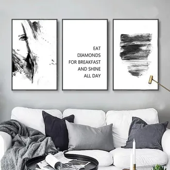 Abstraktné Čiernej a Bielej Moderné Obrázok Nordic Plagát Plátno, Tlač Obrazov na Stenu Umenie Fotografie pre Obývacia Izba Domova