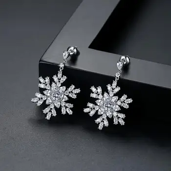 LUOTEEMI Luxusné Snowflake Drop Náušnice pre Ženy, Svadobné Zapojenie Strana Módne Šperky Boucles D Oreille Femme Bijoux Dary