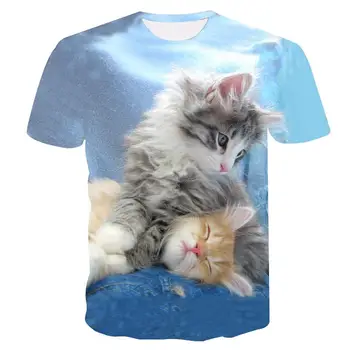 3D Mačka Vytlačené T Shirt Muži/Ženy Lete Vtipné Krátke Rukáv Topy Príležitostné O-Krku Zvieraťa Tee Tričko Mačka Streetwear Tričko
