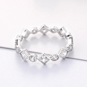Knobspin Módne 925 Sterling Silver Zásnubné Prstene Pre Ženy Vysokým Počtom Atómov Uhlíka Diamant Strany Jemné Šperky Darček