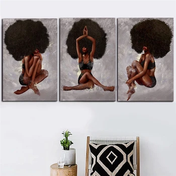 Krásy Afriky Žena Čierne Kučeravé Vlasy Sexy Afro Dievča, Plagát, Maľovanie Na Plátno Stenu Spálne Umelecké Dekorácie, Obrázky Domova