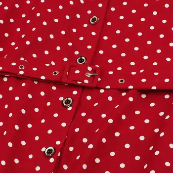 Sisjuly retro ženy-line Shirt dress red vintage Polo krku Zodpovedajúce Pás elegantné polka dot Boho Dovolenku Bežné šaty
