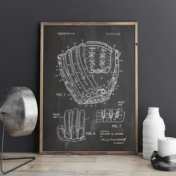 Bejzbalové Rukavice patent, Baseball wall art , plagáty, izba dekor,ročník tlače,plán, darček, Športové Dekorácie na stene
