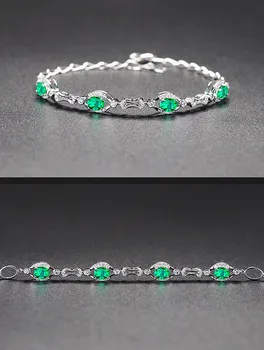 Green crystal emerald kamene, diamanty reťazca náramky pre ženy biele zlato strieborná farba šperky bijoux módne bague dary