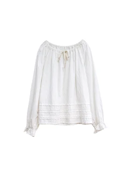 Imakokoni originálny dizajn biele voľné Japonský lesa elastické kapely tričko žena, 20 rokov jar nové 202950