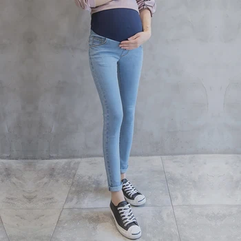 Svetlo Modrá Prať Denim Materskej Džínsy Skinny Ceruzka Nohavice, Oblečenie pre Tehotné Ženy, Jeseň, Leto Tehotenstva Džínsy