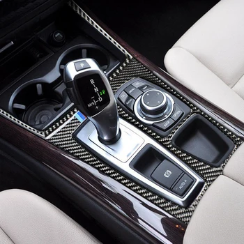 Carbon Fiber Auto Vnútorné Kontroly Radenie Kryt Výbava interiéru Kút Dekorácie dekoratívny Panel Nálepka pre BMW E70 X5 X6 E71