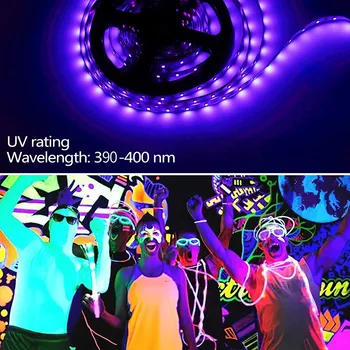 365nm 380nm UV žiarenie Ultrafialové LED Pásy Svetla Flexibilné SMD3528 12V 120LED za meter pre UV Liečenie,Mena, Overenie,Lekárskej Oblasti