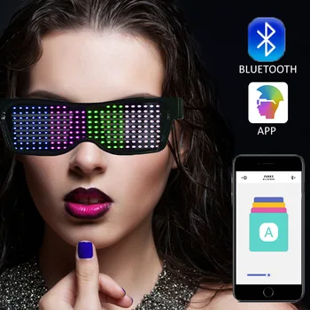 Prispôsobený Svietiť Okuliare Chemion Farba Chang USB App Modrý zub LED okuliare s strán