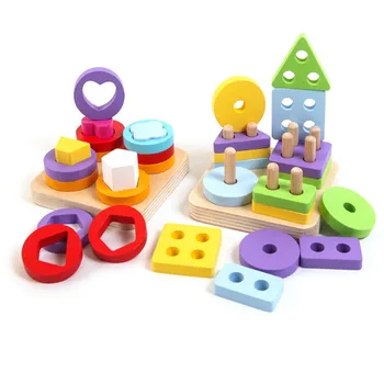 Drevené Puzzle Bloky Montessori Vzdelávacích Drevené Hračky Geometrického Tvaru Uznanie Laminované Typ Vzdelávacie Hračka Obrazová Skladačka