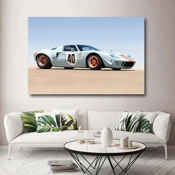 Plátno HD Vytlačený Plagát Domov Zálive Ford GT40 Le Mans Dekor Auto v Pohode Maľovanie na Stenu Umenie Obrázok Pre Obývacia Izba Modulárny Č Rámovanie